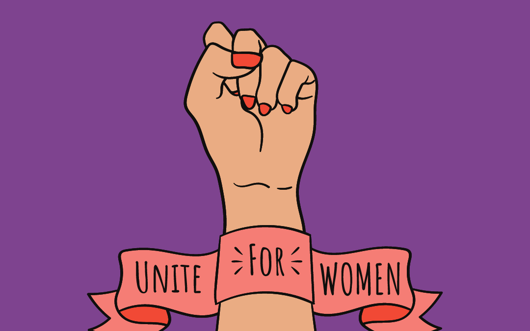 mains en poing avec écrit United for Women en dessous