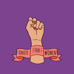 mains en poing avec écrit United for Women en dessous